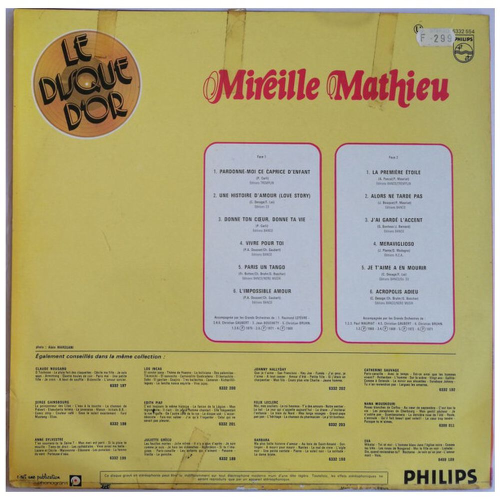 Mireille Mathieu - Le Disque D'or | Vinilo Usado image number 1.0