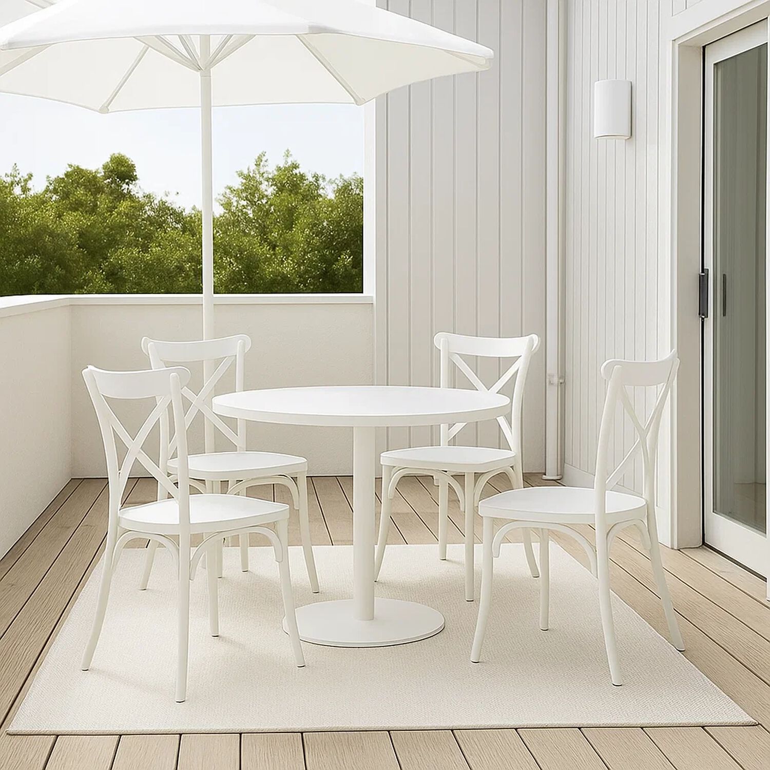 Pack 4 Sillas De Terraza O Comedor Crossback Danubio - Blancas image number 1.0