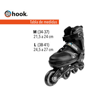 Patines En Linea Extensibles Hook Fitness Negro M (34-37)