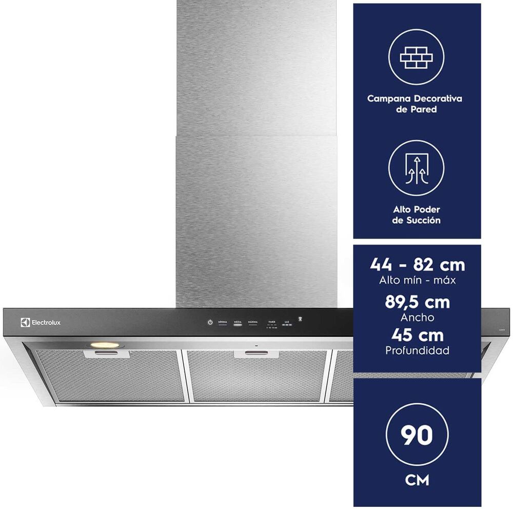 Campana Cocina Decorativa Electrolux Pared 90cm Timer Ce9tf image number 1.0