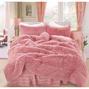 Cubrecama Peludo 2 Plazas - Rosado