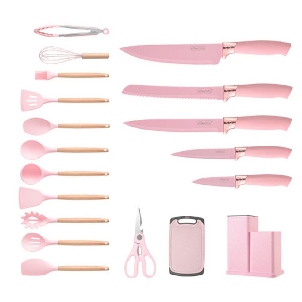 Set 19 Utensilios Juego De Cocina Silicona Antiadherentes Rosado image number 4.0