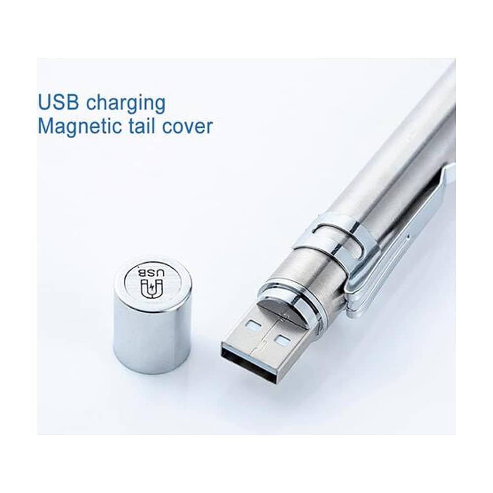 Linterna Tipo Lapiz Led 2 En 1 Aluminio Medico Recargable Usb De Bolsillo Para Ojos image number 3.0