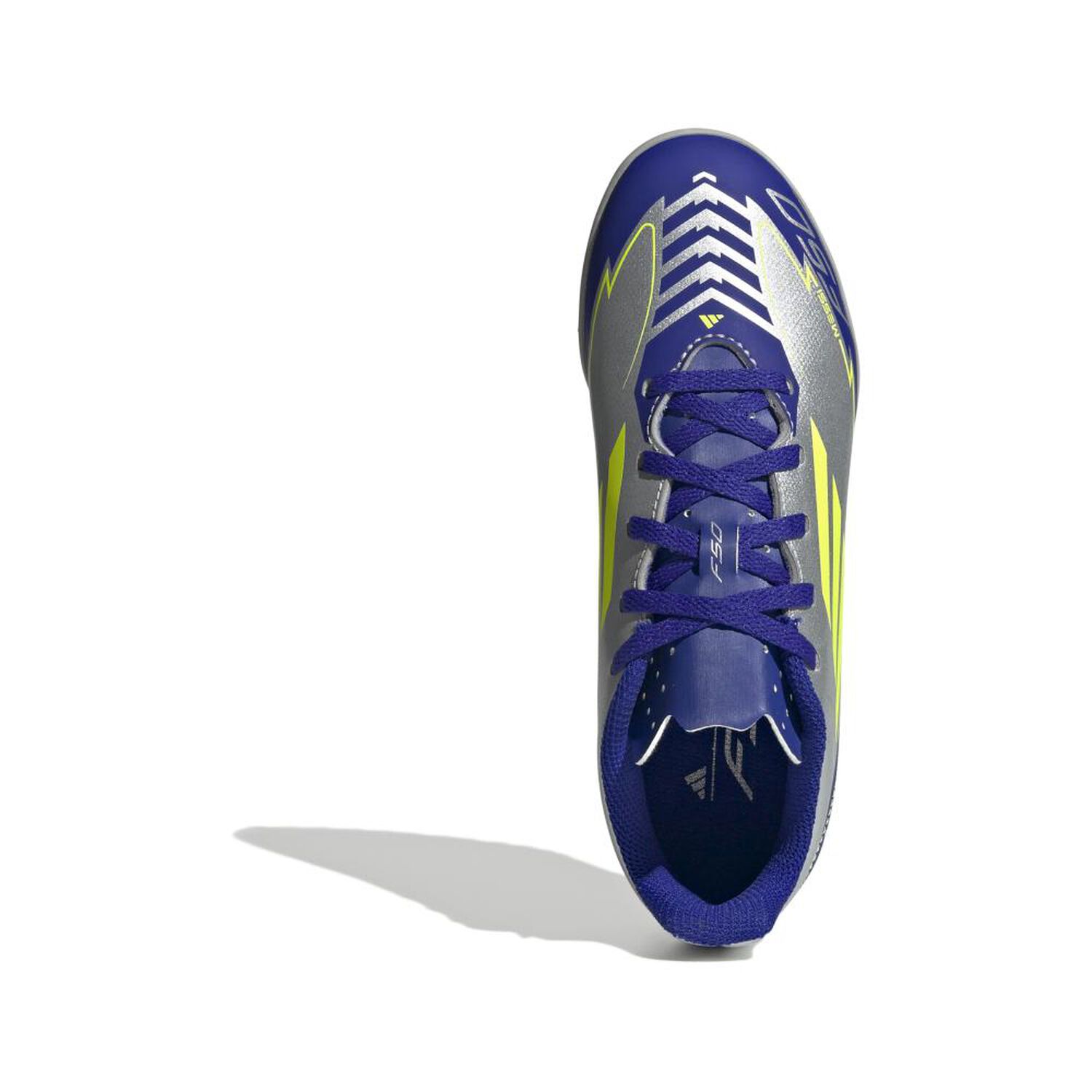 Zapatilla F&uacute;tbol Ni&ntilde;o Adidas F50 Club Tf J Messi Plata image number 4.0