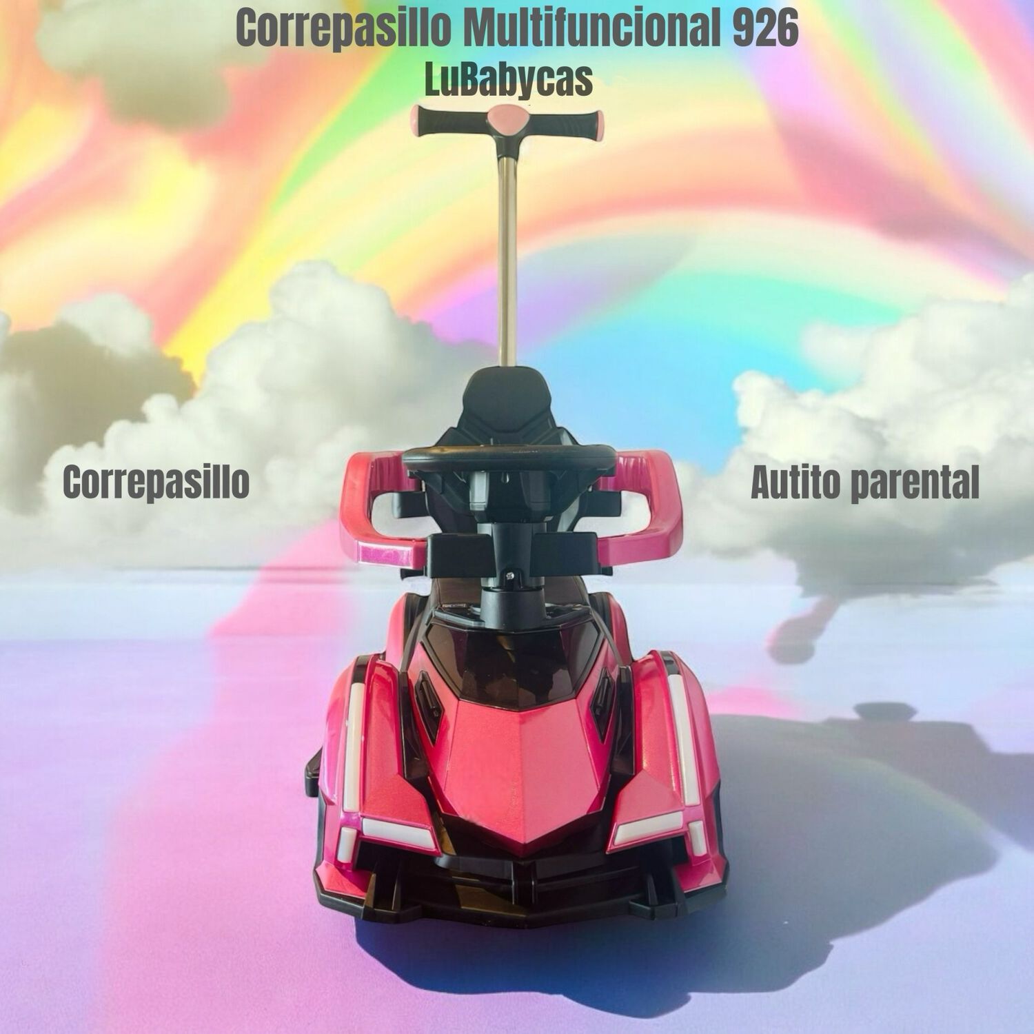 Correpasillo Andador Auto Con Manilla Lubabycas Rojo image number 1.0