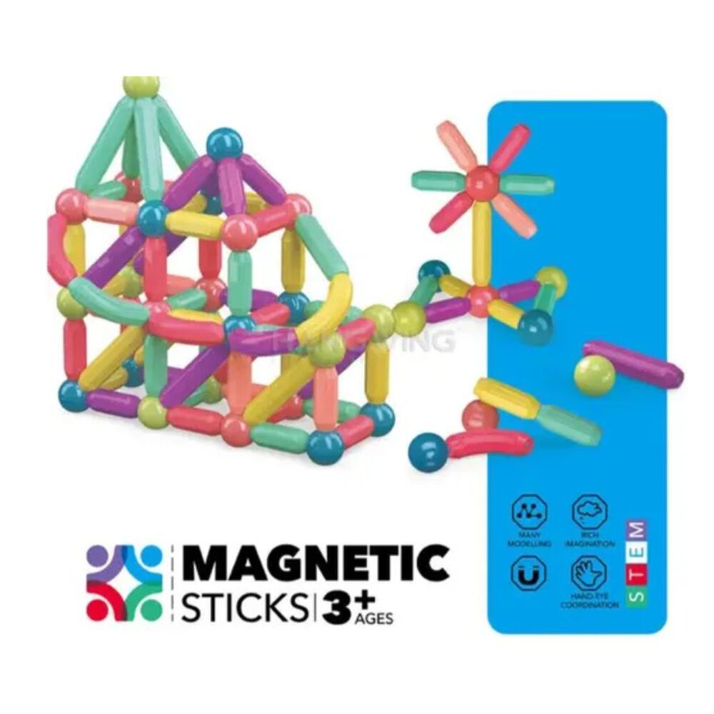 Juguete Set Bloques Construcci&oacute;n Magn&eacute;ticos Ni&ntilde;os 64 Pzas image number 1.0