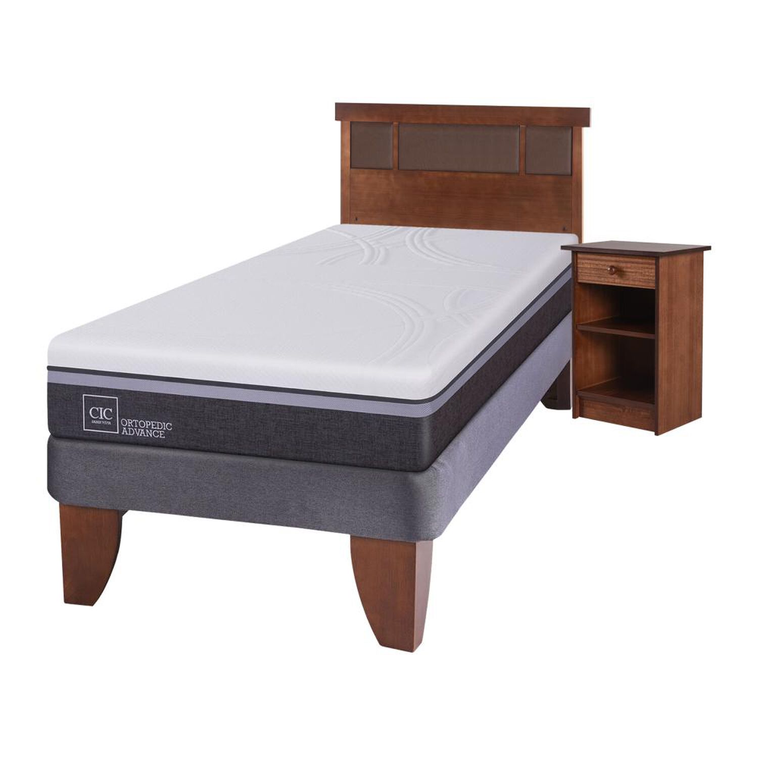 Cama Europea Cic Ortopedic / 1.5 Plazas / Base Normal  + Set De Maderas image number 1.0
