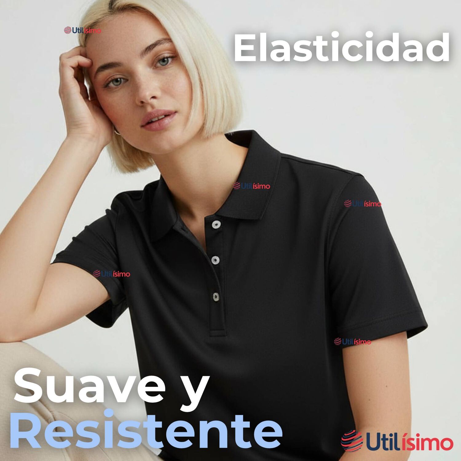 Polera Pique Premium 200g Manga Corta 100% Algod&oacute;n Textura Suave Chemise Negro Mujer image number 6.0