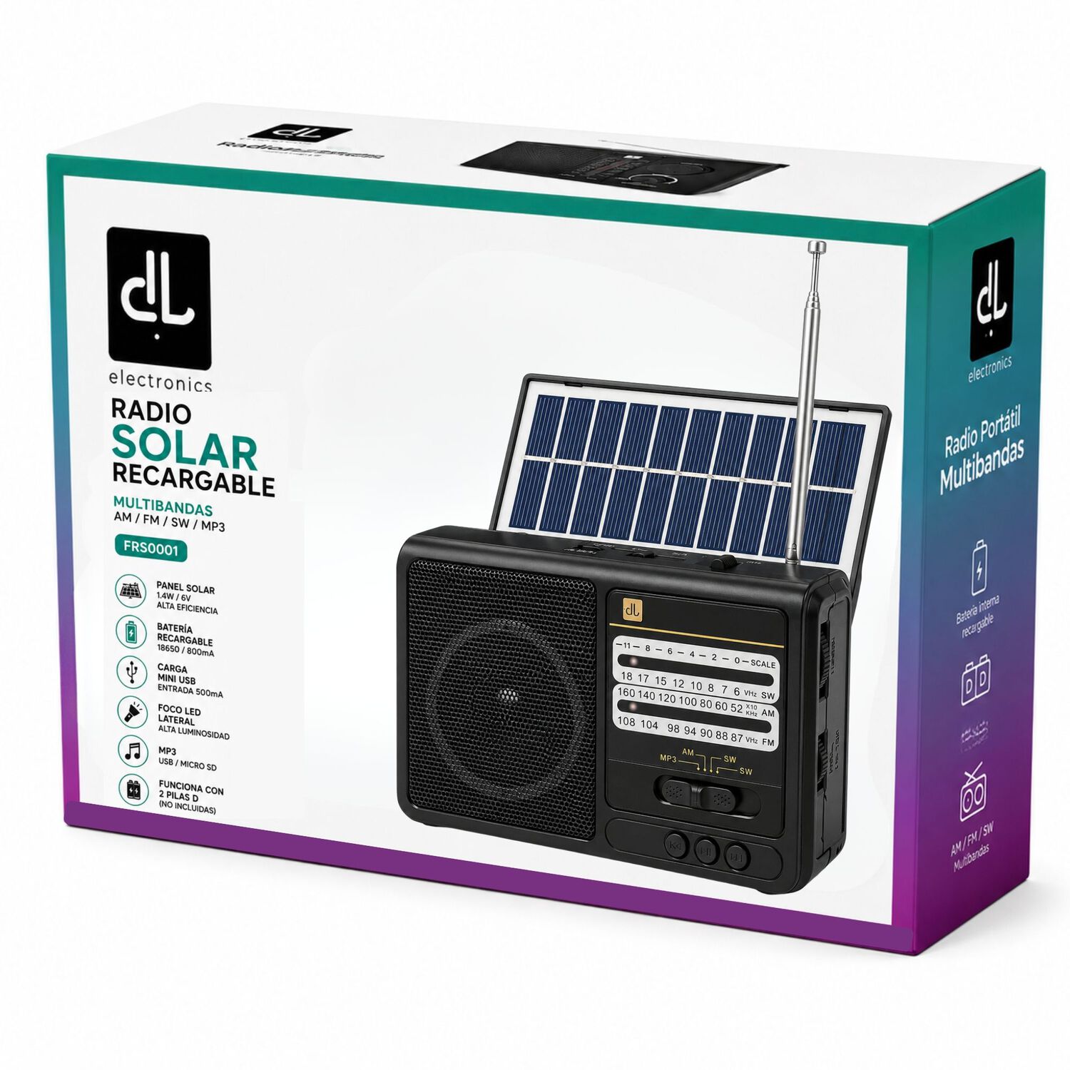 Radio Solar Recargable Multibanda Am/fm/ Sw/mp3/sd/ Linterna image number 7.0