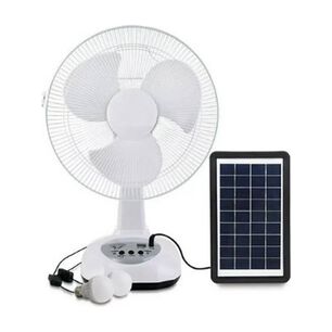 Ventilador Solar Recargable Carga Usb +2 Ampolletas 12