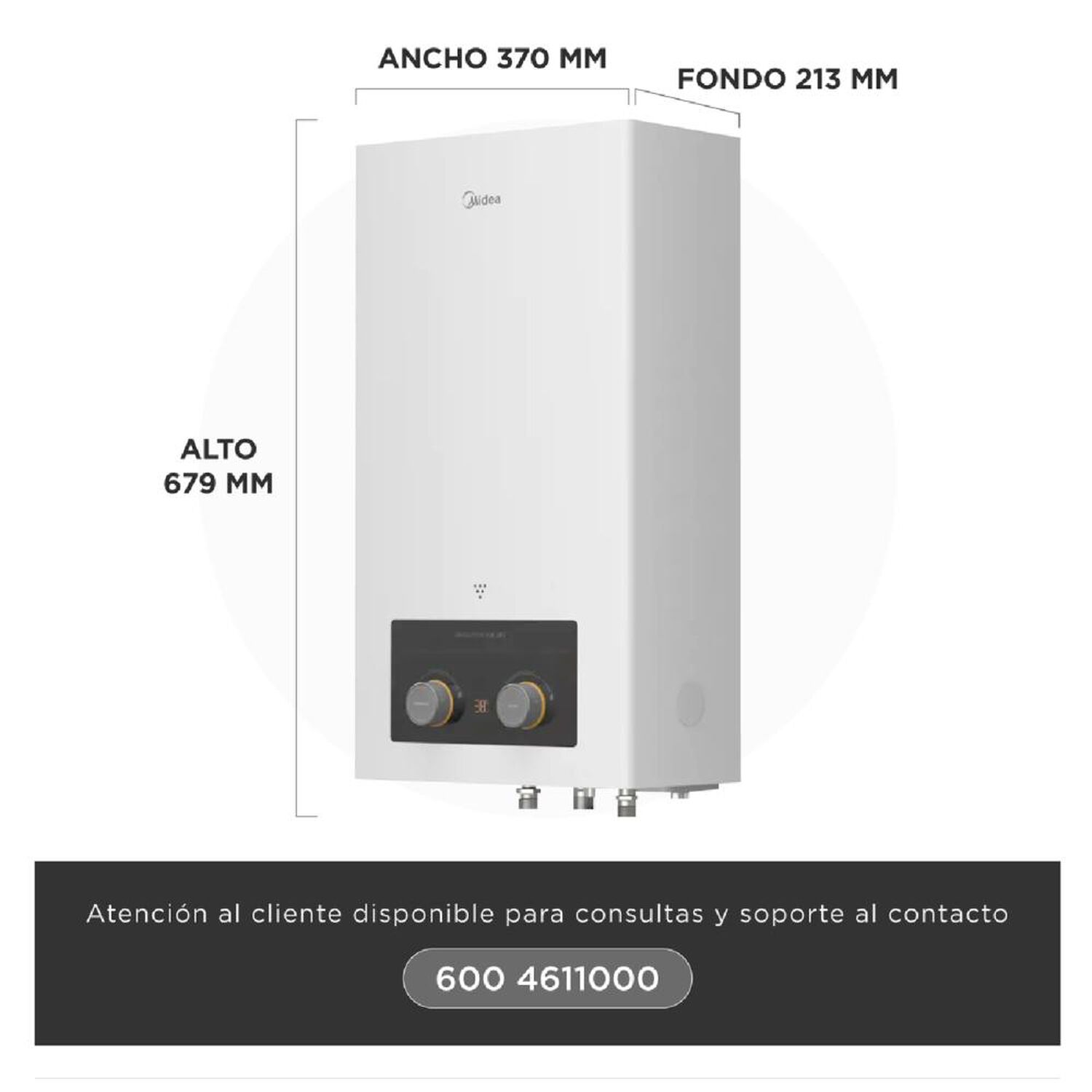 Calefont Midea MGWH13-26MDNCLW-GL  / Tiro Natural / Gas Licuado  / 13 Litros image number 2.0