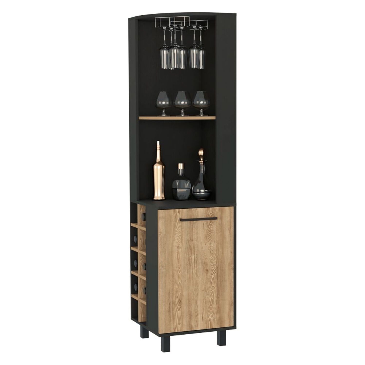 Bar Esquinero 8 Botelleros 1 Puerta Fm-007n - Negro image number 2.0