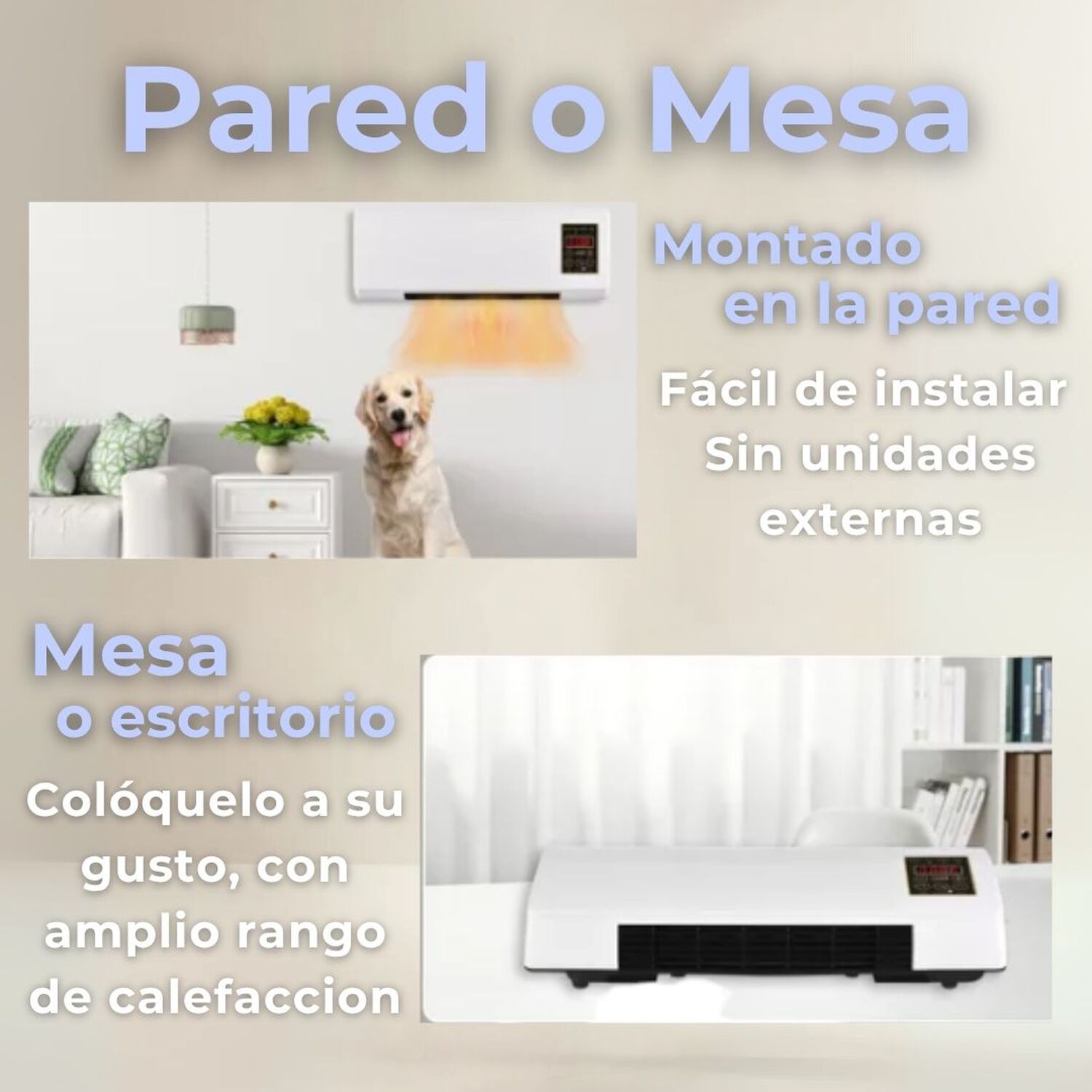 Calefactor Y Ventilador 2 En 1 Port&aacute;til Modular Pared Mesa image number 3.0