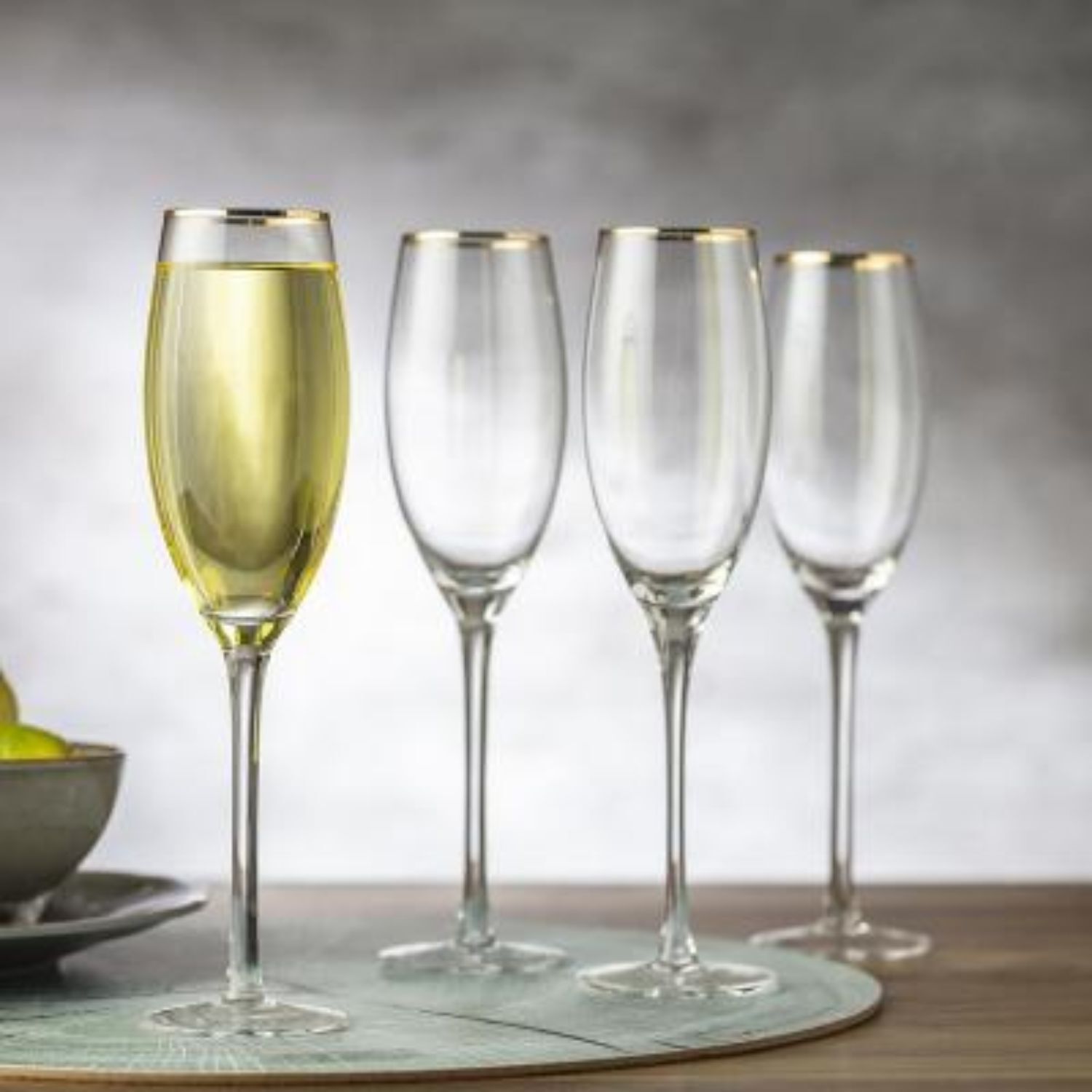 Set 4 Copas Flute De 180ml Borde Dorado Cocteleria Allegra image number 2.0