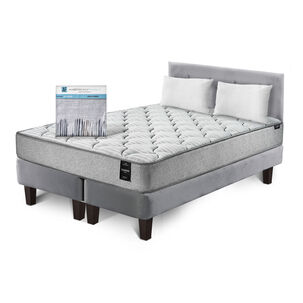 Combo Cama Cannon 2 Plazas+2 Almohadas+sabanas+respaldo Tela Gris