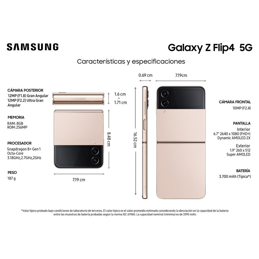 Smartphone Samsung Galaxy Z Flip4 Pink Gold / 5G / 256 Gb / Liberado