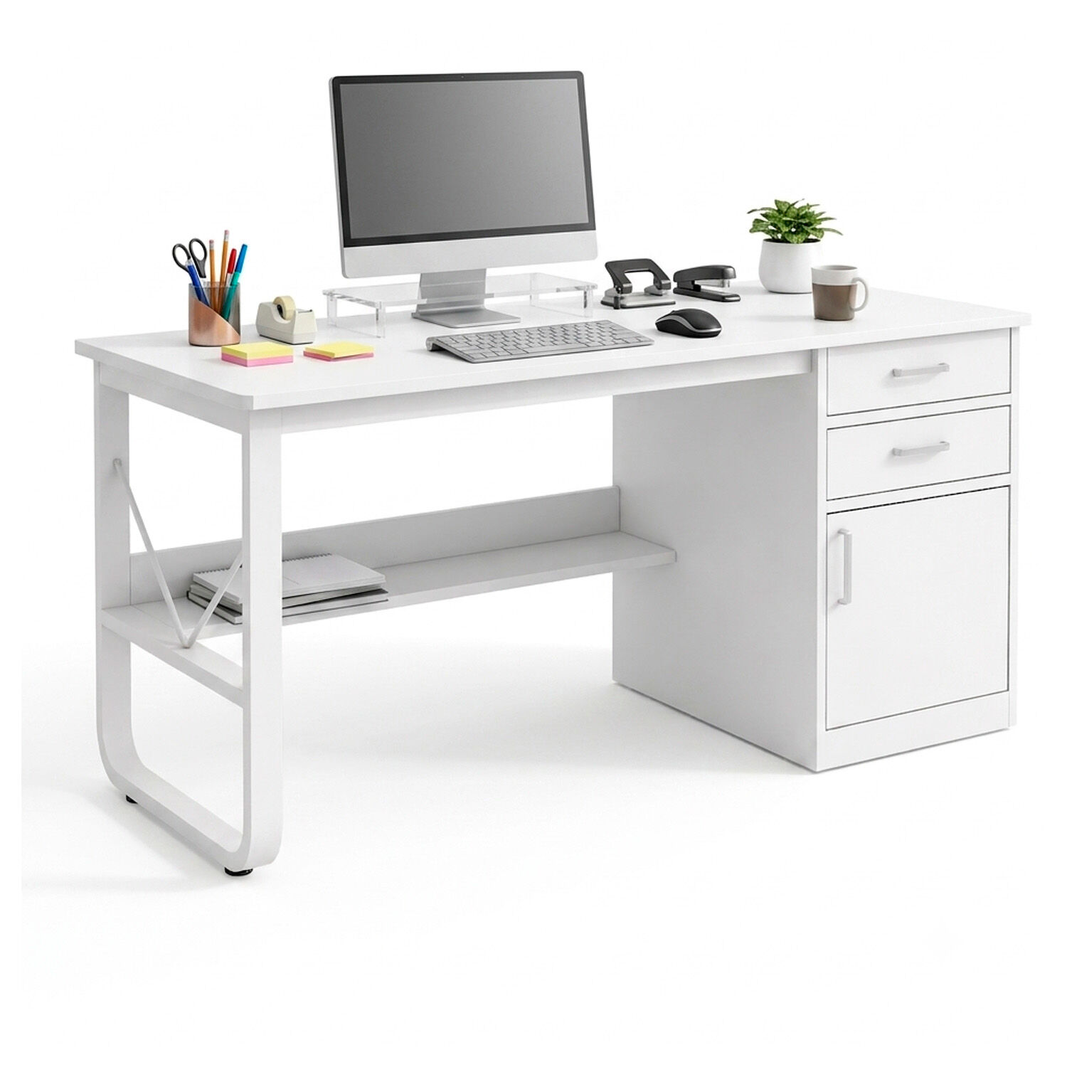 Escritorio 100cm Home Office Con Cajones Puerta Y Gabinete image number 0.0