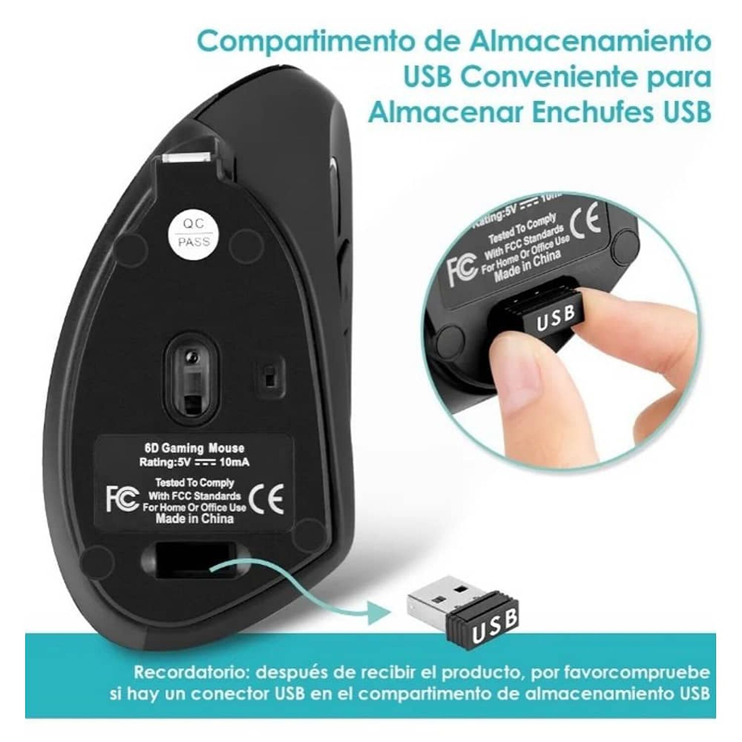 Mouse Vertical Inal&aacute;mbrico Ergon&oacute;mico image number 3.0