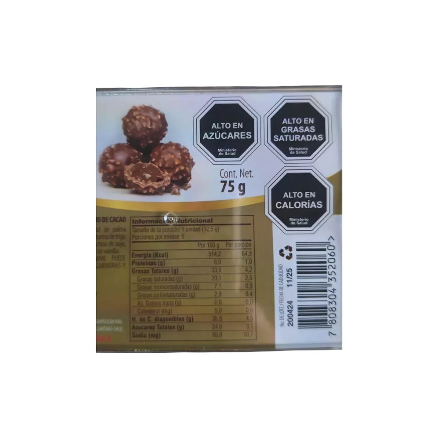 Caja Bombones Chocolate Valentte Diamond 6u 75g image number 0.0