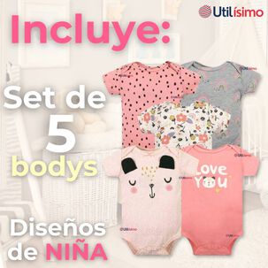 Pack 5 Bodys Ni&ntilde;a Manga Corta Tedmimak 100% Algod&oacute;n Princess Love