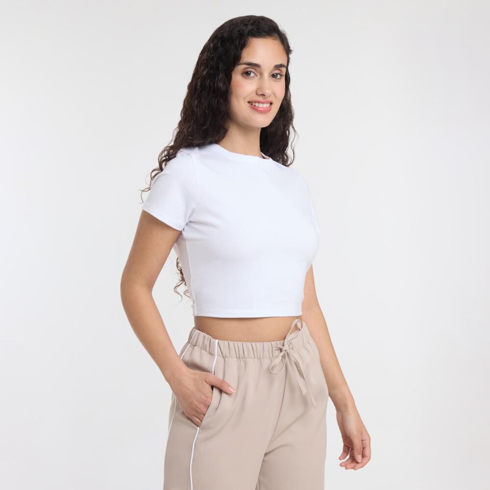 Polera Básica Crop Manga Corta Cuello Redondo Mujer Freedom image number 2.0