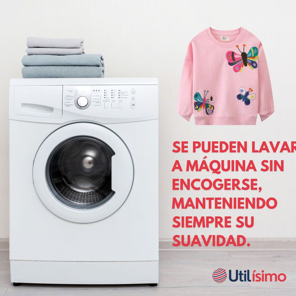 Polerón Niño Manga Larga 100% Algodón Rosa Mariposa image number 5.0