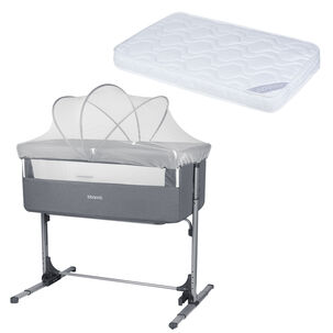 Cuna Colecho Mecedora Mosquitero Next2us Grey + Colch&oacute;n