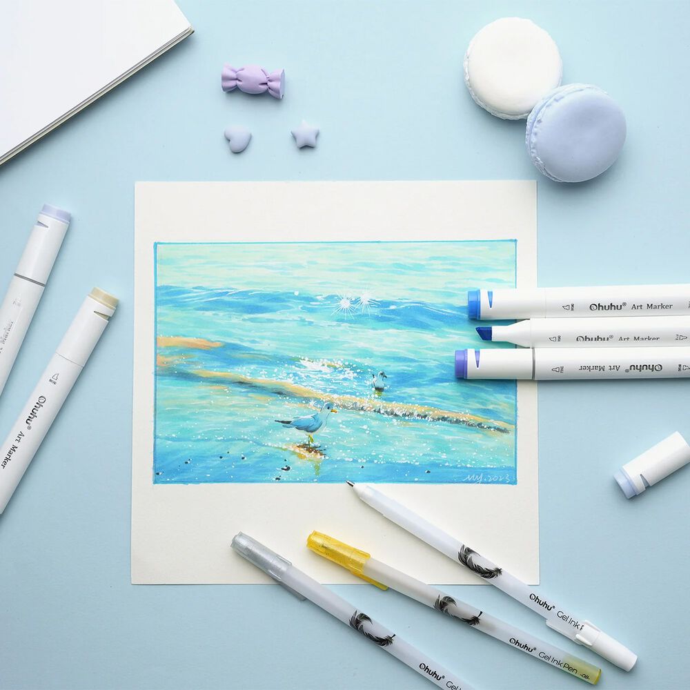 Ohuhu 12 Bol&iacute;grafos De Gel Dorados, Plateados Y Blancos image number 5.0