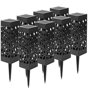 Pack X8 Focos Luces Solares Estacas Tallado Jard&iacute;n Exterior