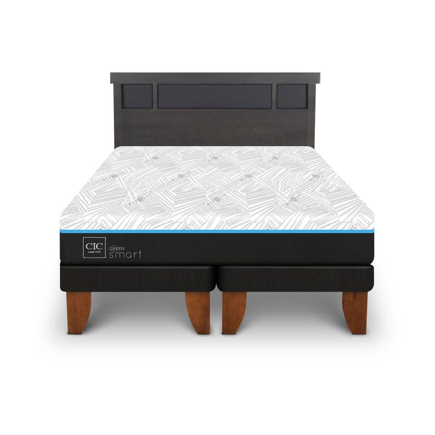 Cama Europea Cic Green Infinity / 2 Plazas / Base Dividida + Respaldo image number 0.0