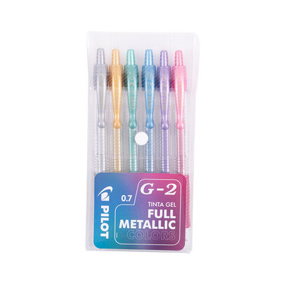 Set 6 L&aacute;pices Gel G-2 0.7mm Metalicos Pilot