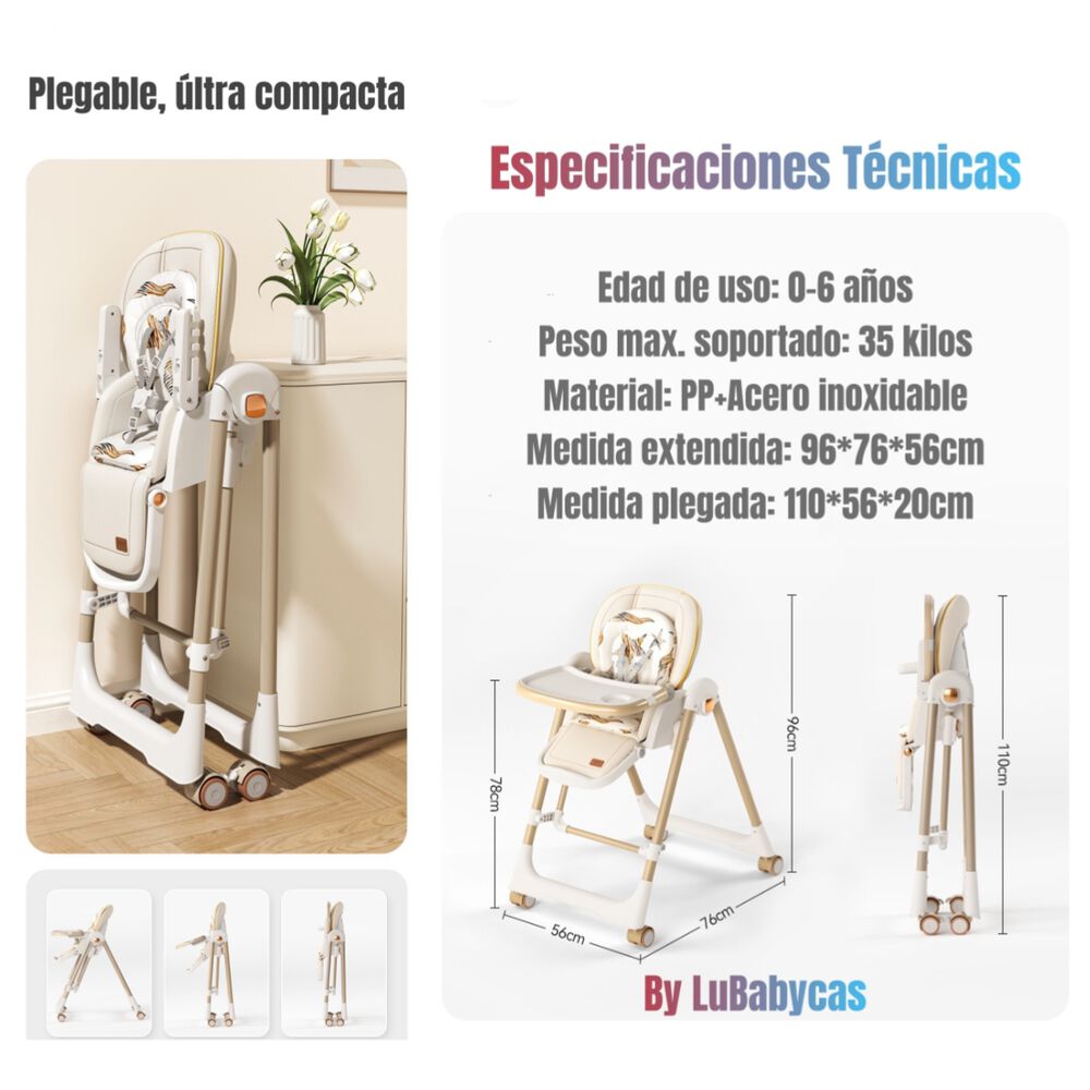 Silla De Comer Columpio 2 En 1 Lubabycas Blanca image number 7.0