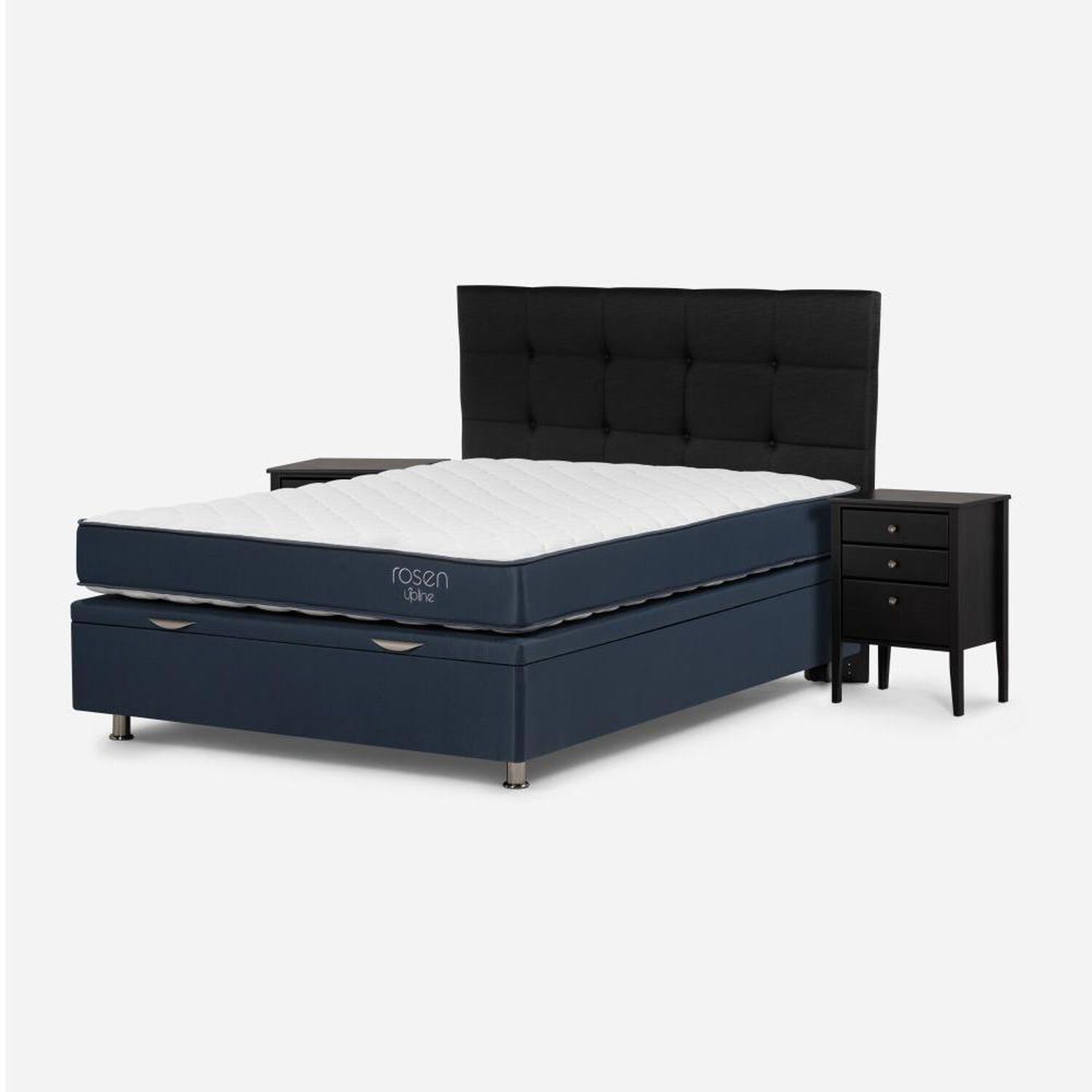 Boxet Rosen Upline / 2 Plazas / Base Normal + Set De Maderas Issey Grafito image number 2.0