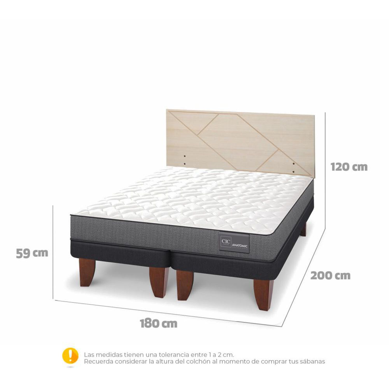 Cama Europea Cic Anatomic / King / Base Dividida + Respaldo image number 4.0