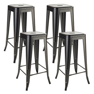 Pack 4 Pisos De Bar Metal Tolix Negro