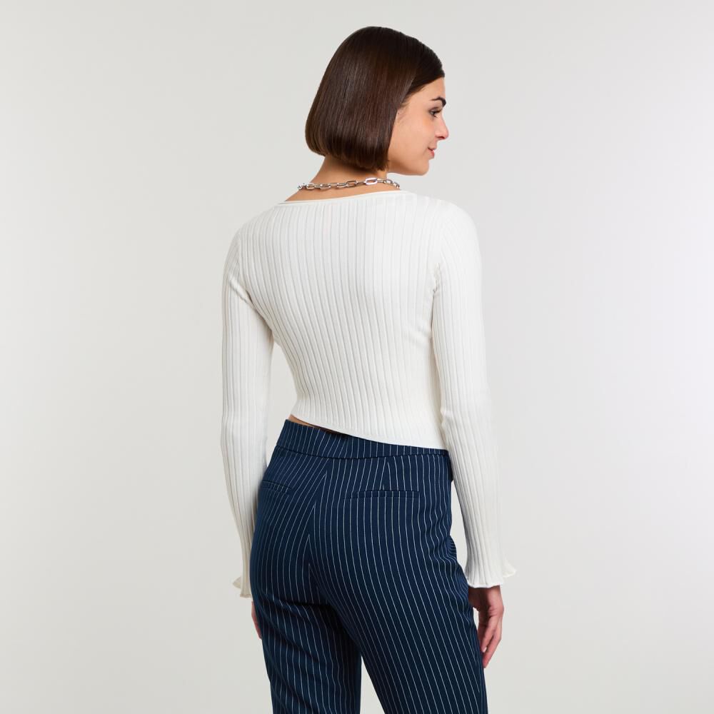 Sweater Crop Asimetrico Manga Larga Cuello Bote Mujer Rolly Go image number 3.0