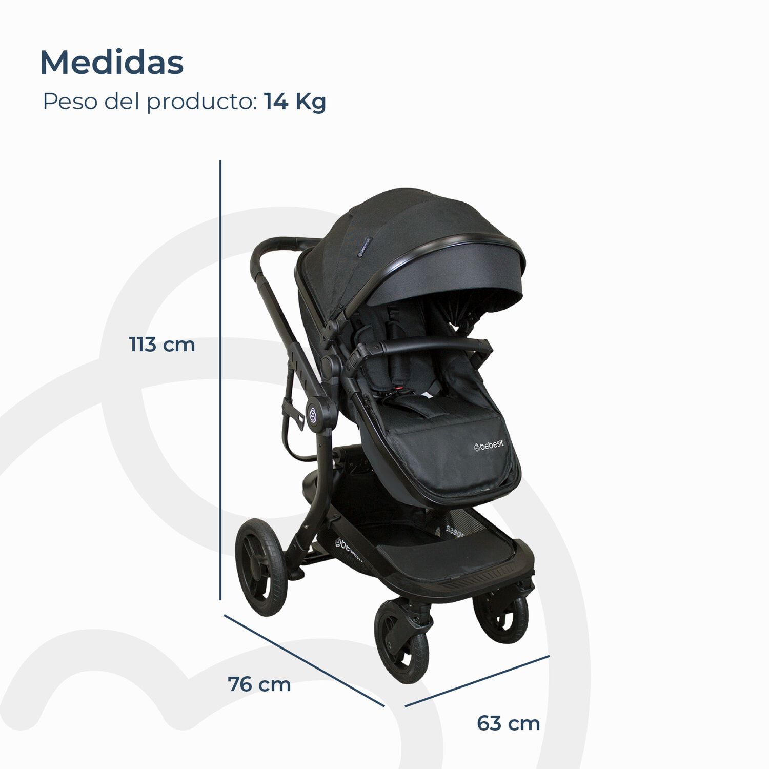 Coche Travel System Taurus Negro Bebesit image number 6.0