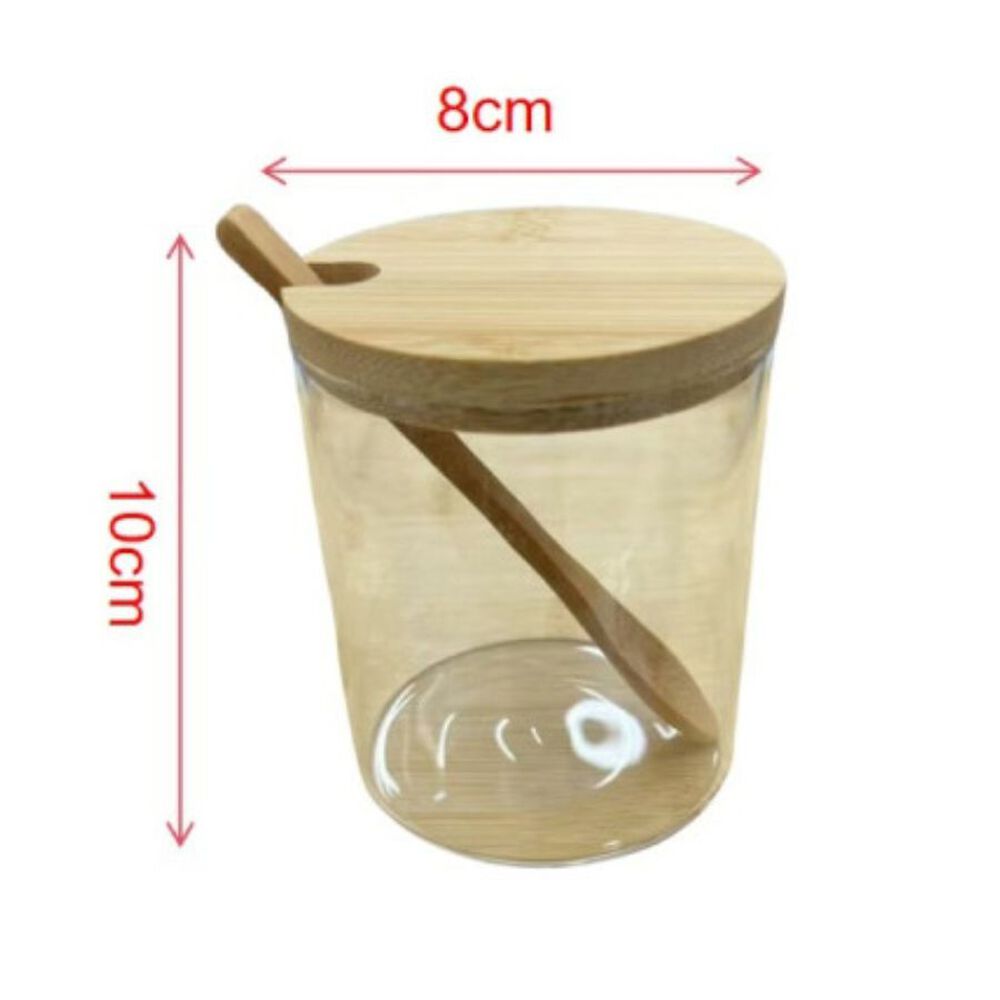 Set 3 Frascos Para Condimentos Vidrio Tapa Bambu Con Soporte image number 4.0