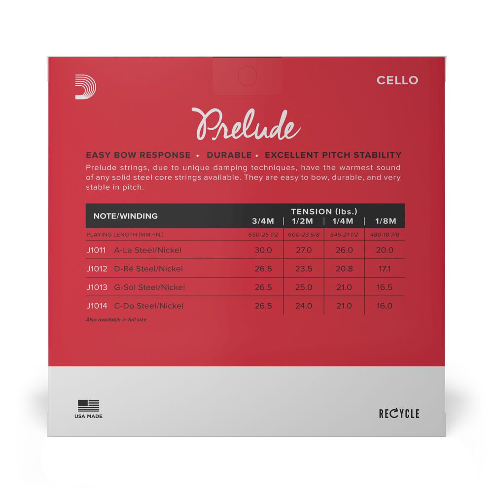 Set Cuerdas Cello Prelude 1/4 Med J1010 1/4m Daddario image number 2.0