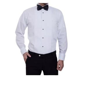 Camisa Blanca Plisada Cuello Polama Para Novios Y Otros Eventos