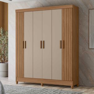 Closet Palermo 6 Puertas 2 Cajones Internos 204x165x47 Cm Carvalho Fendi