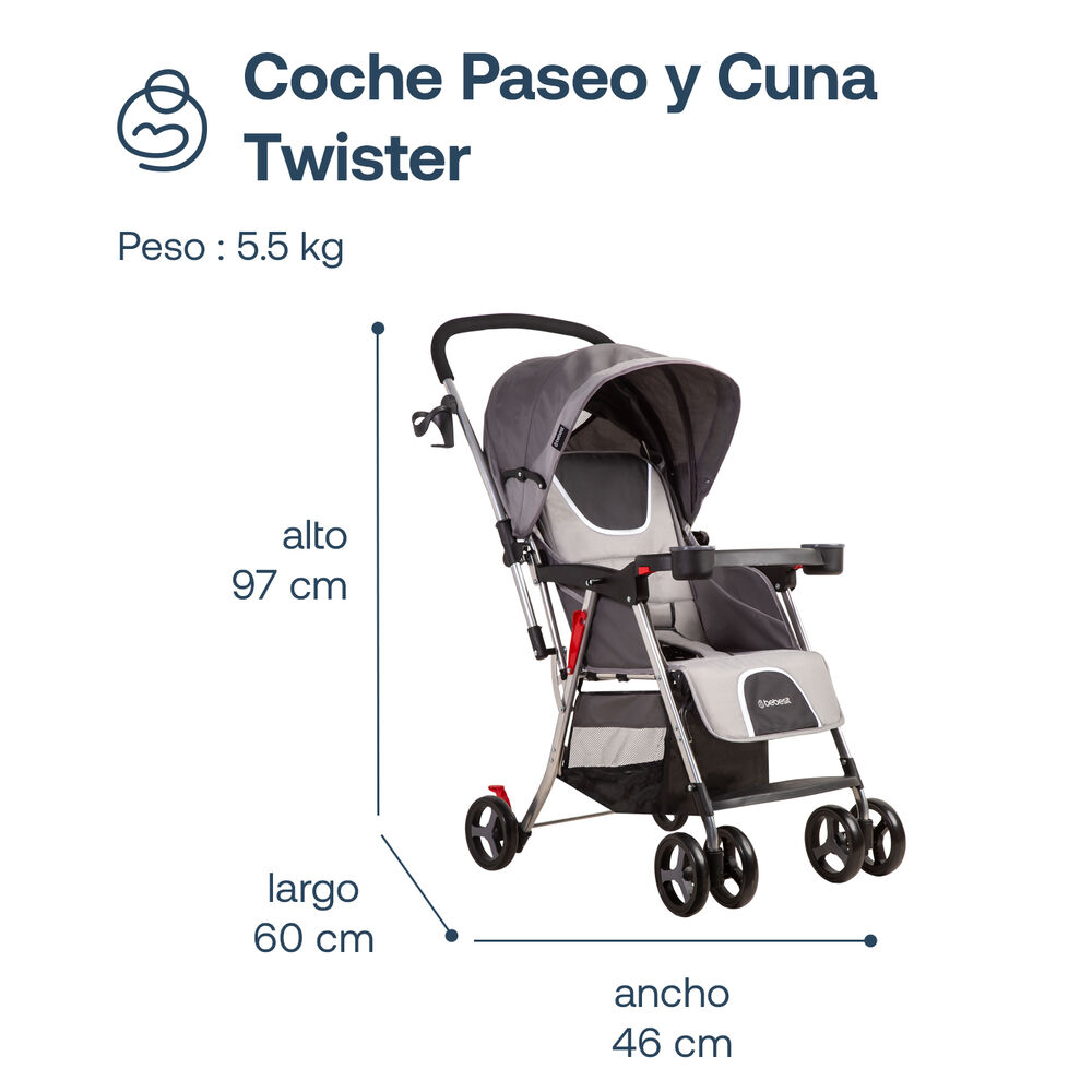 Coche Paseo Y Cuna Twister Sx Gris image number 6.0