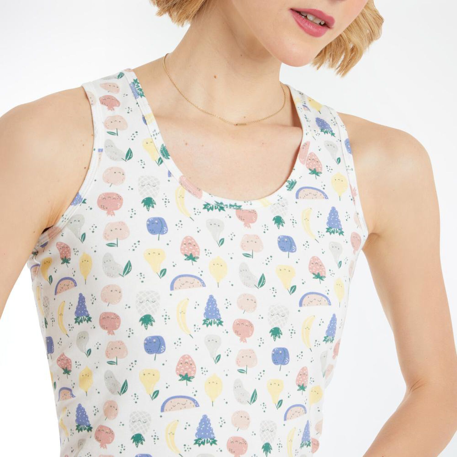 Polera Microprint Sin Mangas Cuello Redondo Mujer Freedom image number 4.0