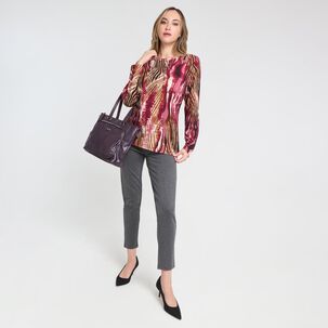 Calza Aplicaci&oacute;n Cierre Tiro Alto Skinny Mujer Lesage