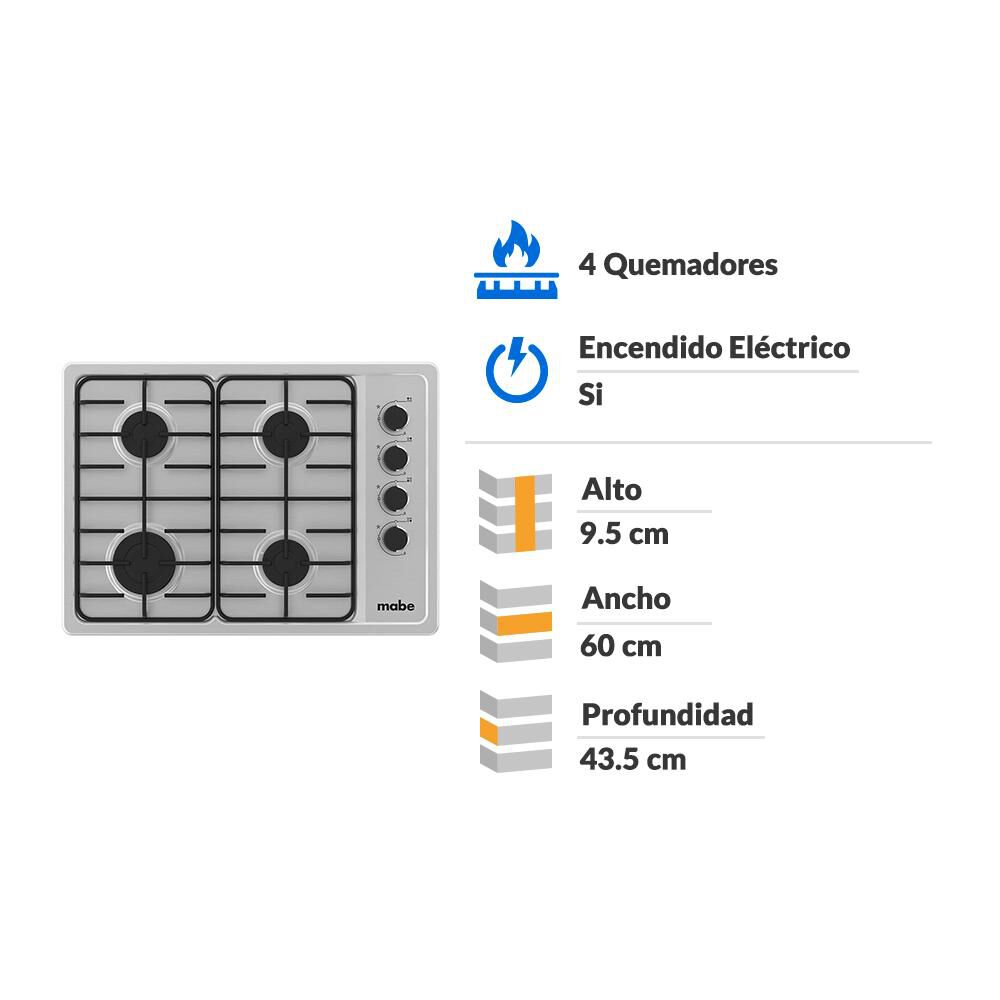 Encimera A Gas Mabe CMG6044SD-1Cl / 4 Quemadores image number 1.0