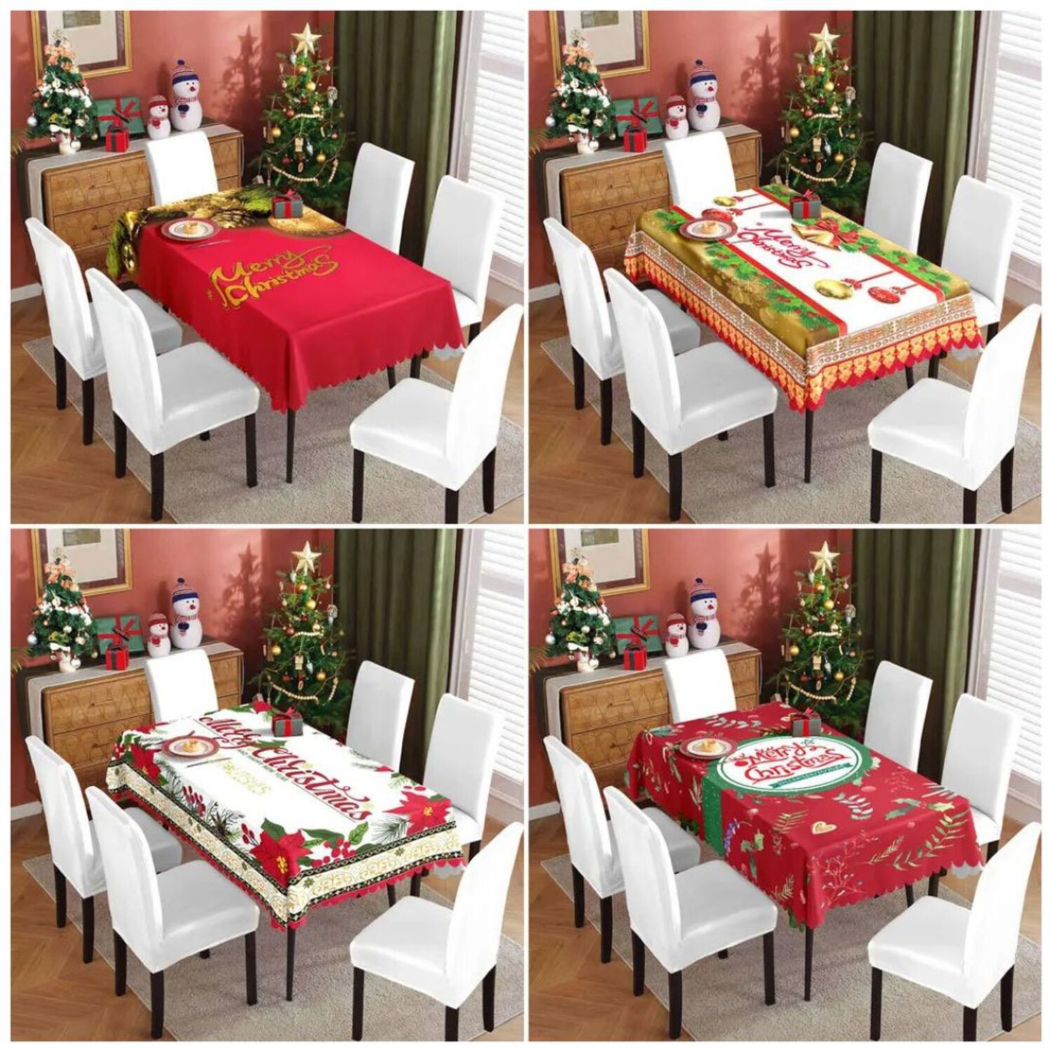 Mantel Navidad Merry Christmas Dorado Poli&eacute;ster 137x180 Cm image number 2.0
