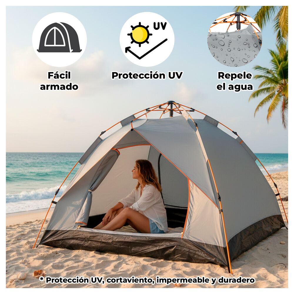 Carpa 3 Personas Impermeable Protecci&oacute;n Uv Y F&aacute;cil Armado image number 1.0