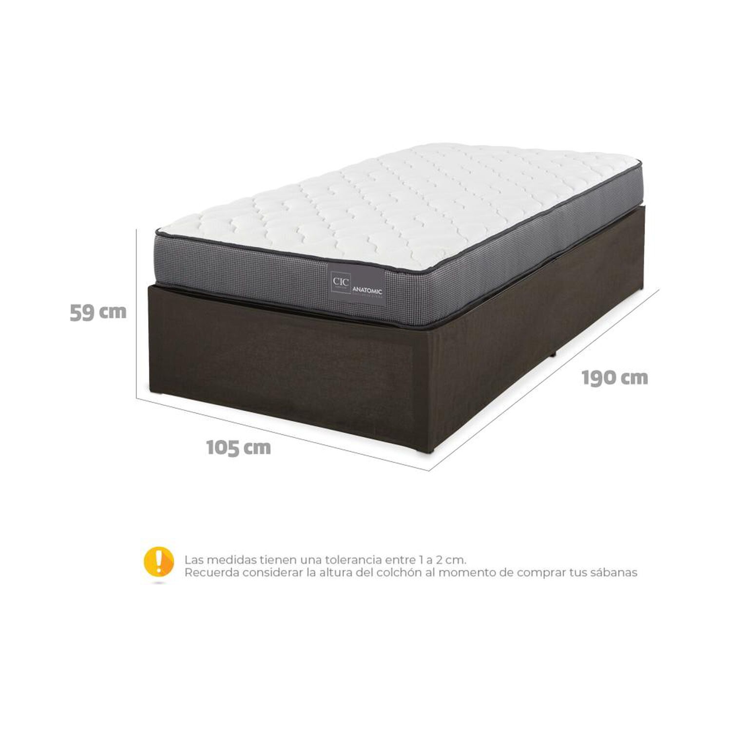 Cama Met&aacute;lica Cic Iron Smart Anatomic / 1.5 Plazas / Base Normal image number 3.0