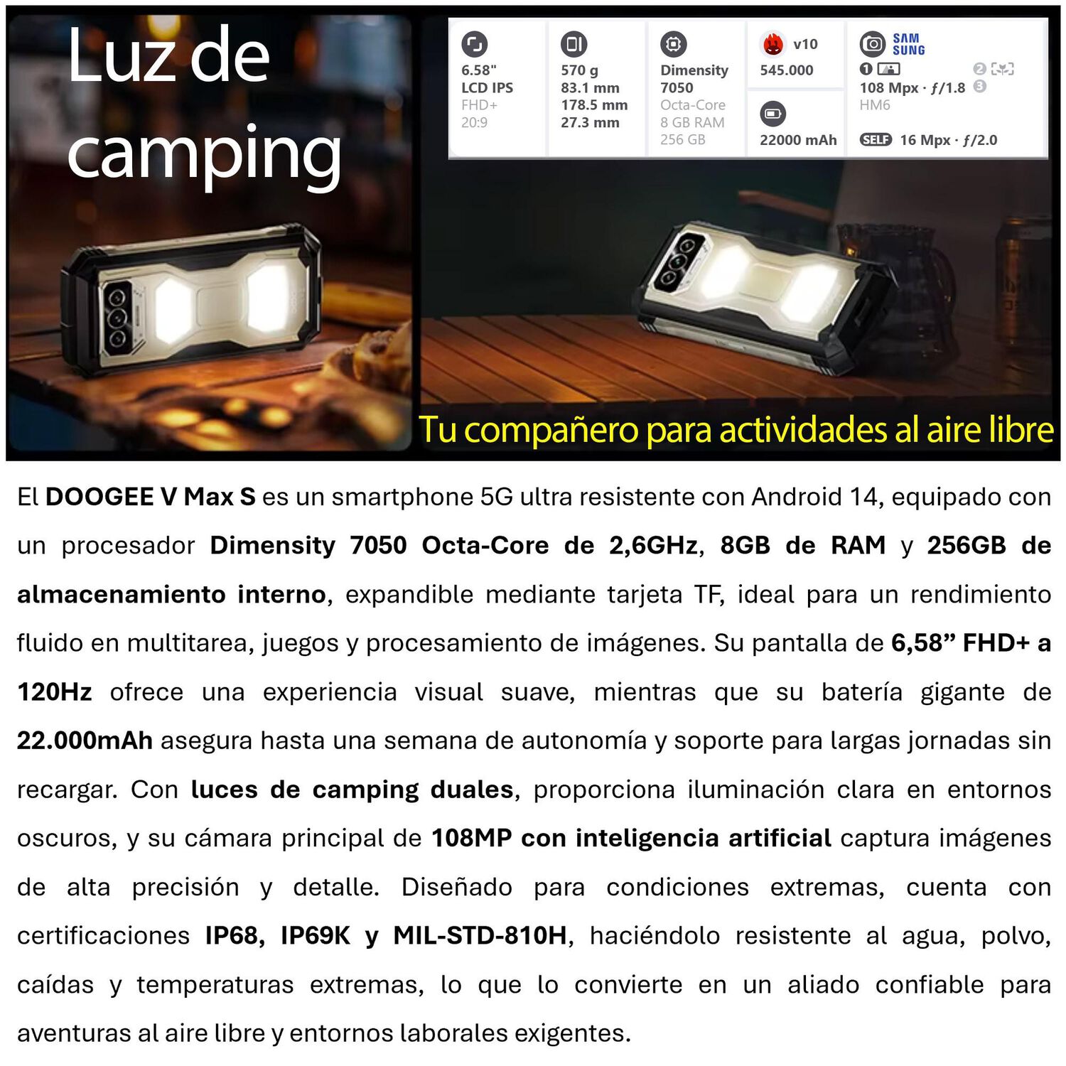 Doogee V Max S Dualsim 5g Con Bater&iacute;a De 22.000mah Y C&aacute;mara De 108mp image number 1.0