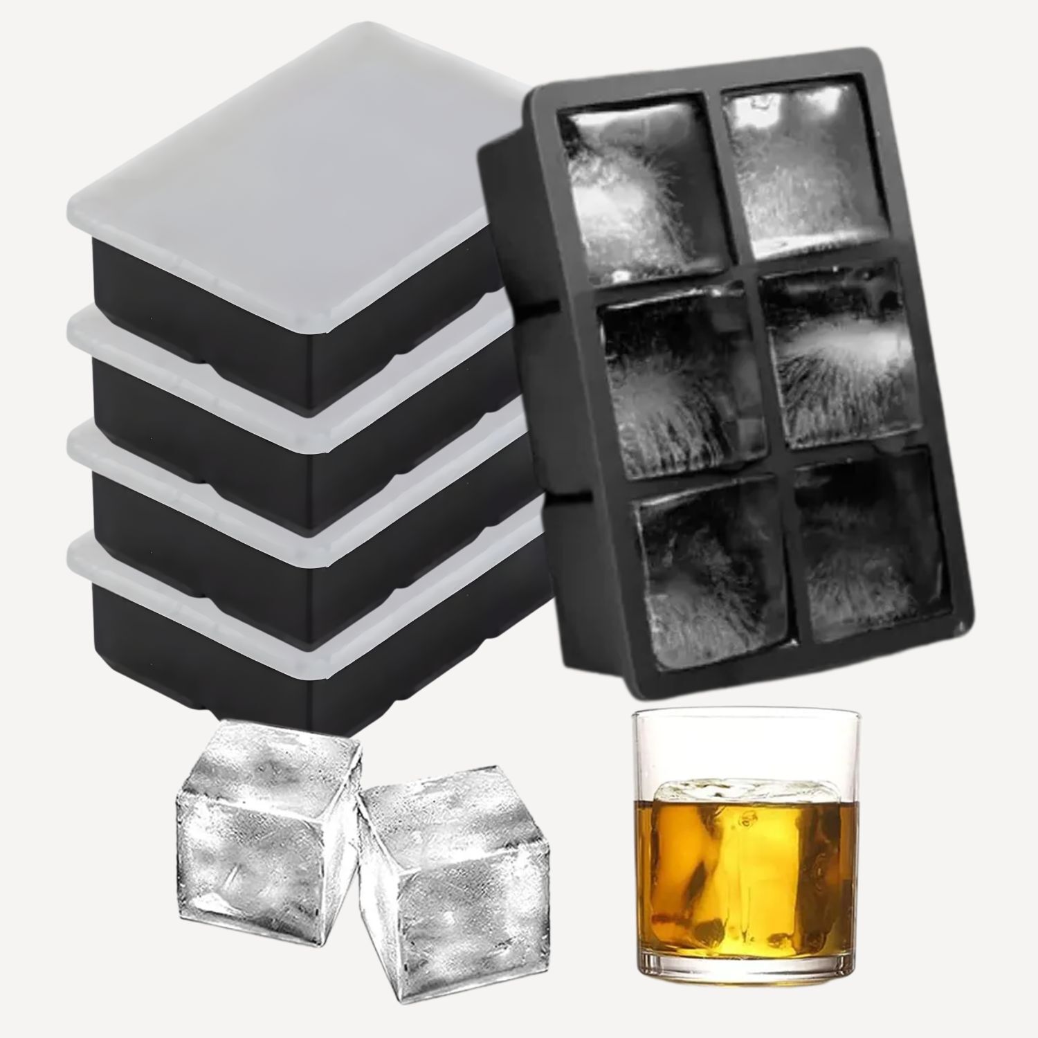 Set 5 Molde Silicona 6 Cavidades Negro Con Tapa Reposteria image number 0.0